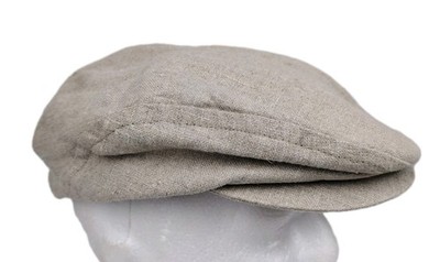 Vintage Hatterdashery 50's Newsboy Hat Flat Cap Tan Linen USA Grandpa Dad Cabbie