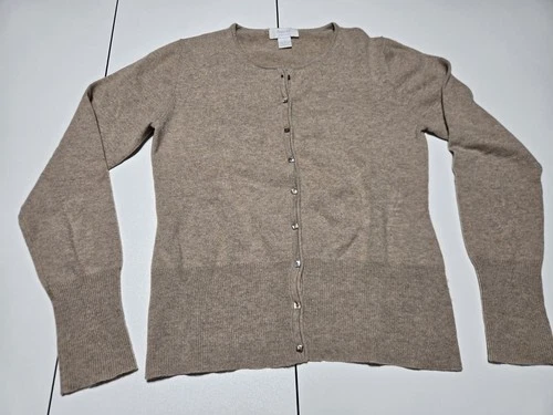 Marshall Field's Womens Beige Cashmere Button Front Cardigan Sweater Size Small