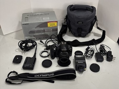 Olympus EVOLT E-510 10.0MP Digital SLR Camera - Black With Lots Of Accessories