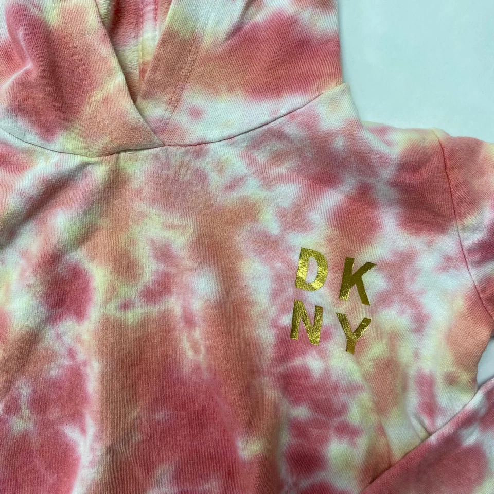 DKNY Toddler Girls Pullover Hoodie Pink Yellow Camo 3T - Image 3 of 4
