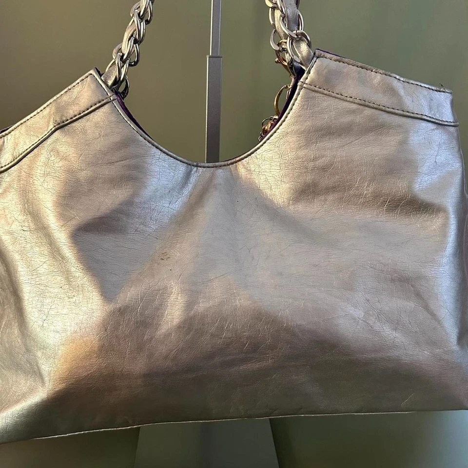 Baby Phat Metallic Silver Chain Shoulder Bag – Y2K Cat Logo Tote w/ Hello Kitty - Image 2 of 4