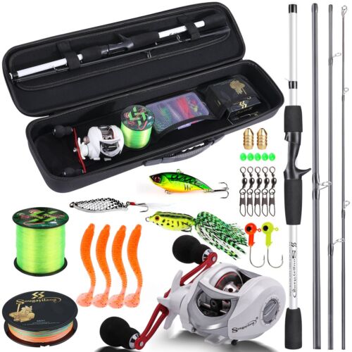 1.98m Casting Rod and Reel Full Kit 4 Section M Power Carbon Fishing Rod  - Afbeelding 1 van 21