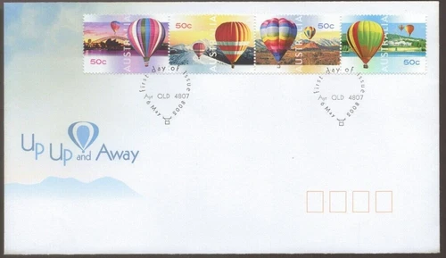 Australia 2008 - Up Up Up and Away, Strip of 4 - FDC