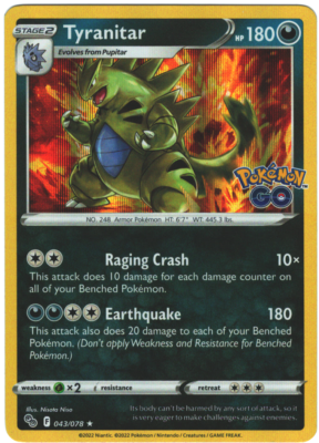 Tyranitar 43/78 Pokmon GO Holo Rare Pokemon Card Pokmon TCG 043/078
