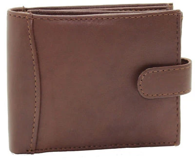 Mens RFID Real Leather Wallet With Zip Pocket Coin Pouch & ID Window 340 Brown