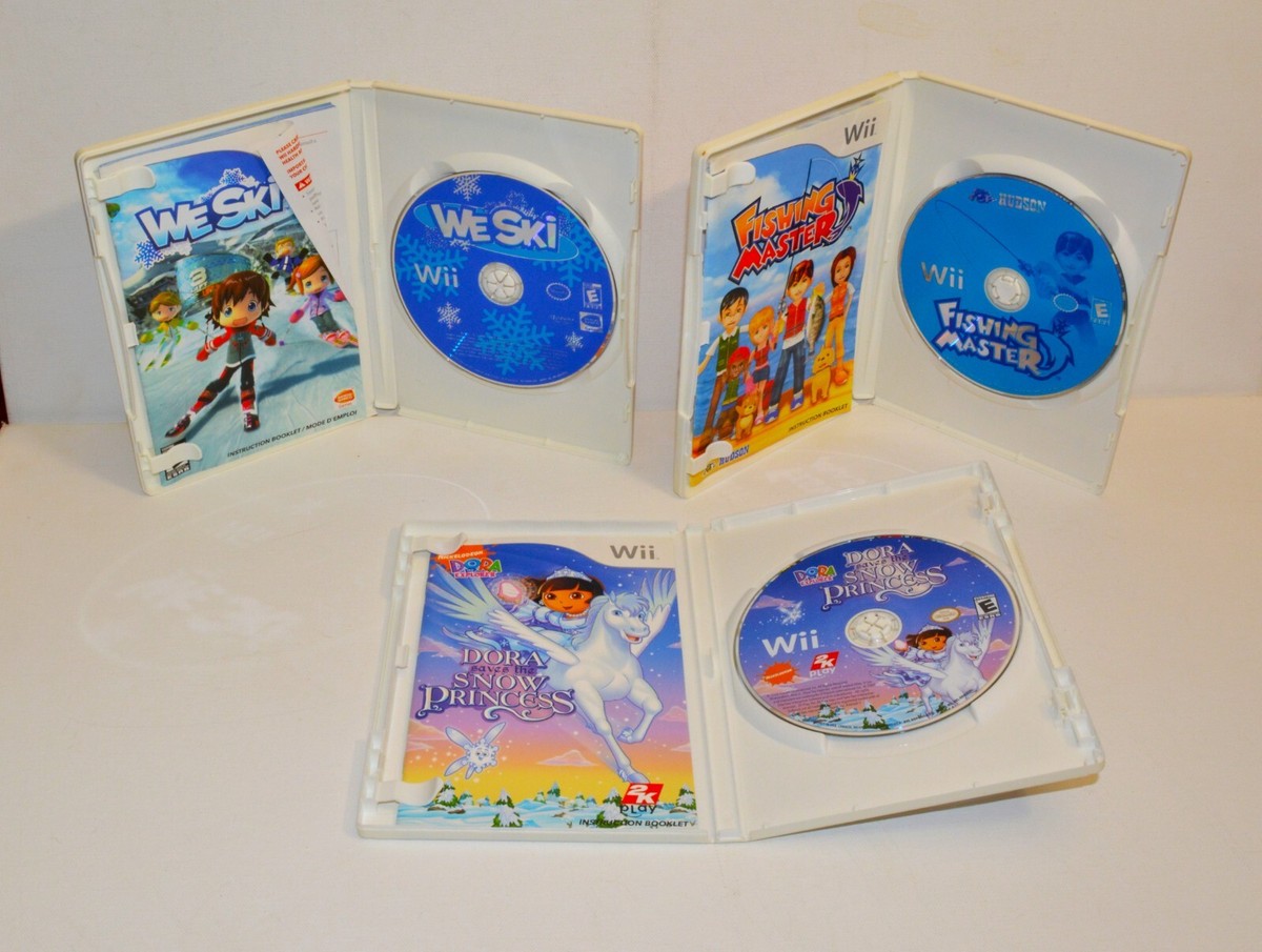 Set of 3 Nintendo Wii games, Fishing Master, We Ski, Dore Saves