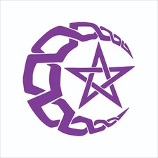 Wiccan Celestial Moon Pentagram Vinyl Decal / Sticker 2(TWO) Pack