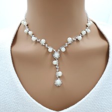 Silver Crystal Bridal Necklace and Earrings Set Choker Jewellery Gift