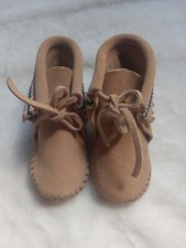 Vintage Childs Minnetonka Moccasin Bootie Boots Size 5 Toddler Baby Brown Suede
