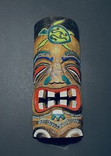 SEA TURTLE TIKI MASK WALL HANGING HANDCARVED WOOD BRIGHT COLORS BEACHCOMBERS 13