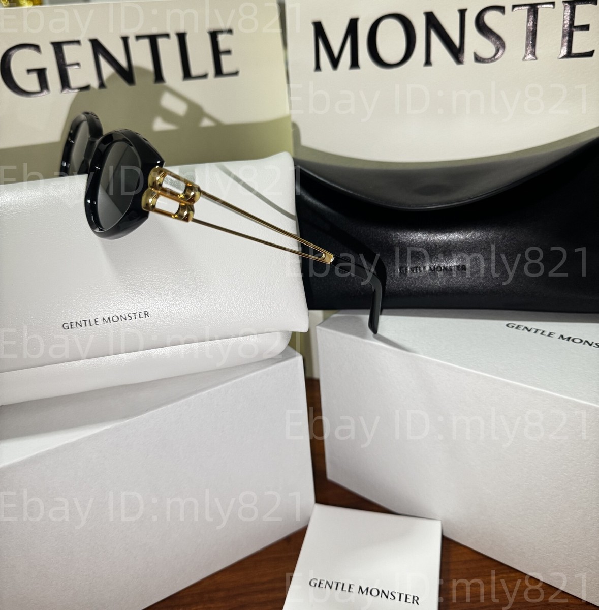 GentleMonster Sunglasses KUNST 01GD Black Frame Black Lenses | eBay
