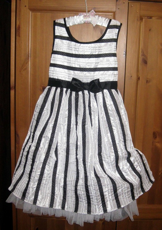 NWT JONA MICHELLE TULLE BLACK & WHITE DOTS DRESS SIZE 8 HOLIDAY SPECIAL OCCASION