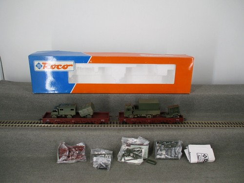 Roco Spur H0 44043 Rungenwagen mit Militär-LKW Set DB Epoche IV in OVP | Condition: Gebraucht