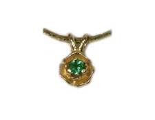 Alexandrite 19thC Antique+14kt Gold Rose Bud Pendant: 100% Natural Color-Change
