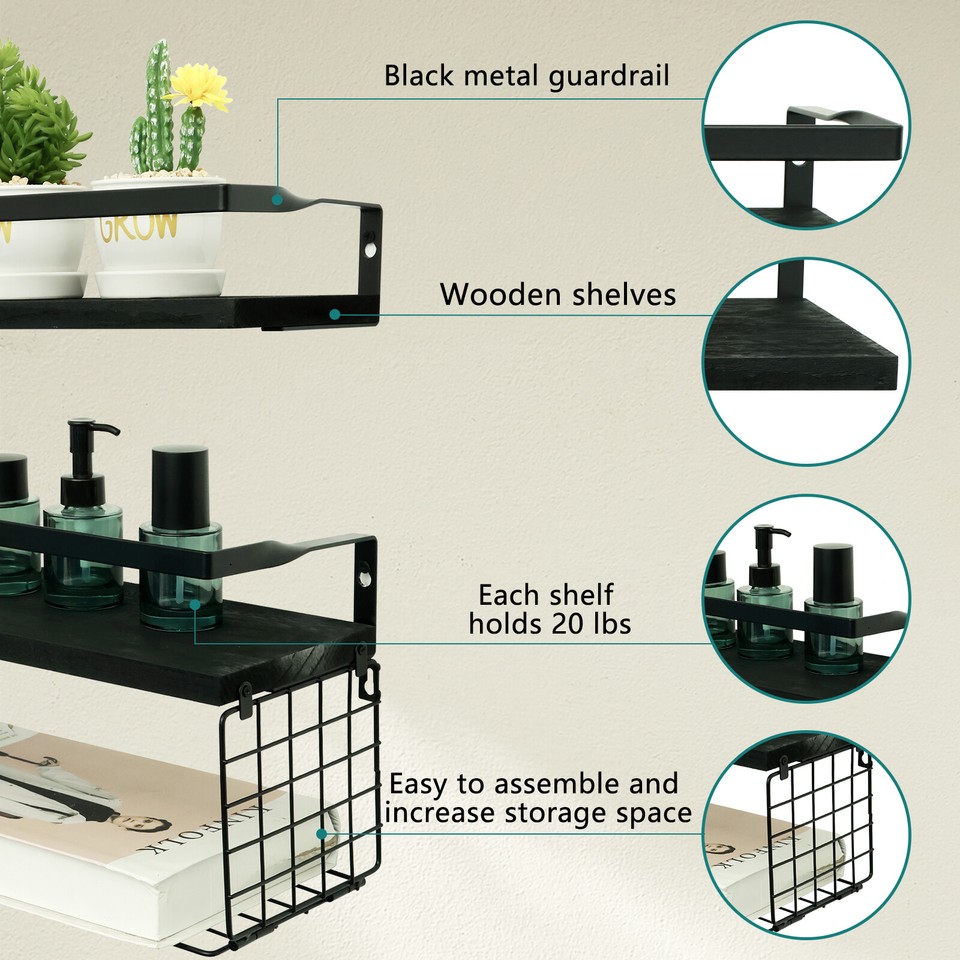 Floating Shelves Wall Mounted Bathroom Shelves with Paper Storage
