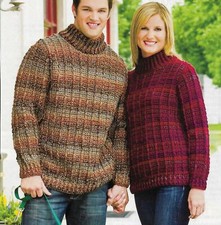 HIS  HERS OUTDOOR SWEATERS MEN'S  WOMEN'S CROCHET PATTERN INSTRUCTIONS