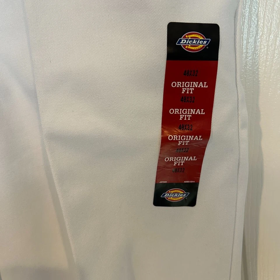 Dickies 874 Original Fit Work Pants White Wrinkle Resistant Stain Release 40x32 - Image 3 of 4