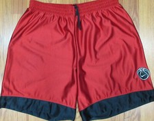 VTG 1999 NIKE Mens POLYESTER ATHLETIC SHORTS BLACK RED SHINY Sz LARGE, L