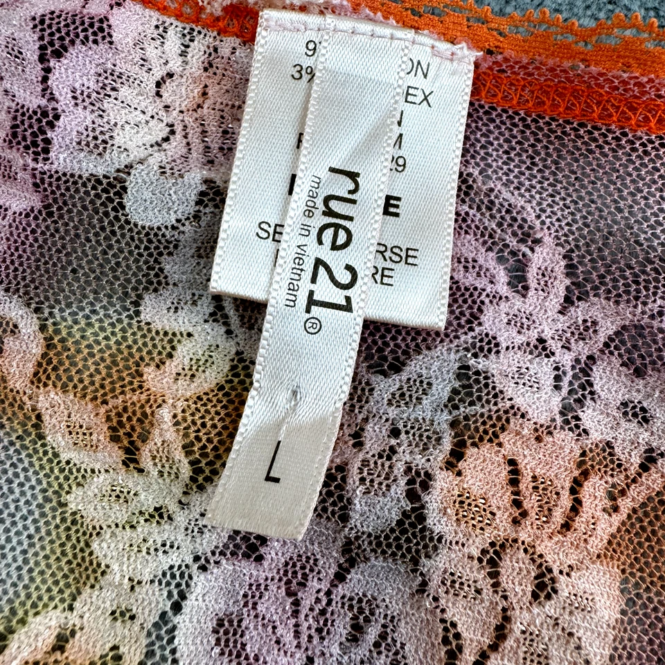 De Colección Rue 21 Top Mujer Talla L Malla Floral Bebé Muñeca Y2k Única Nylon Fairycore Foto 4 de 4