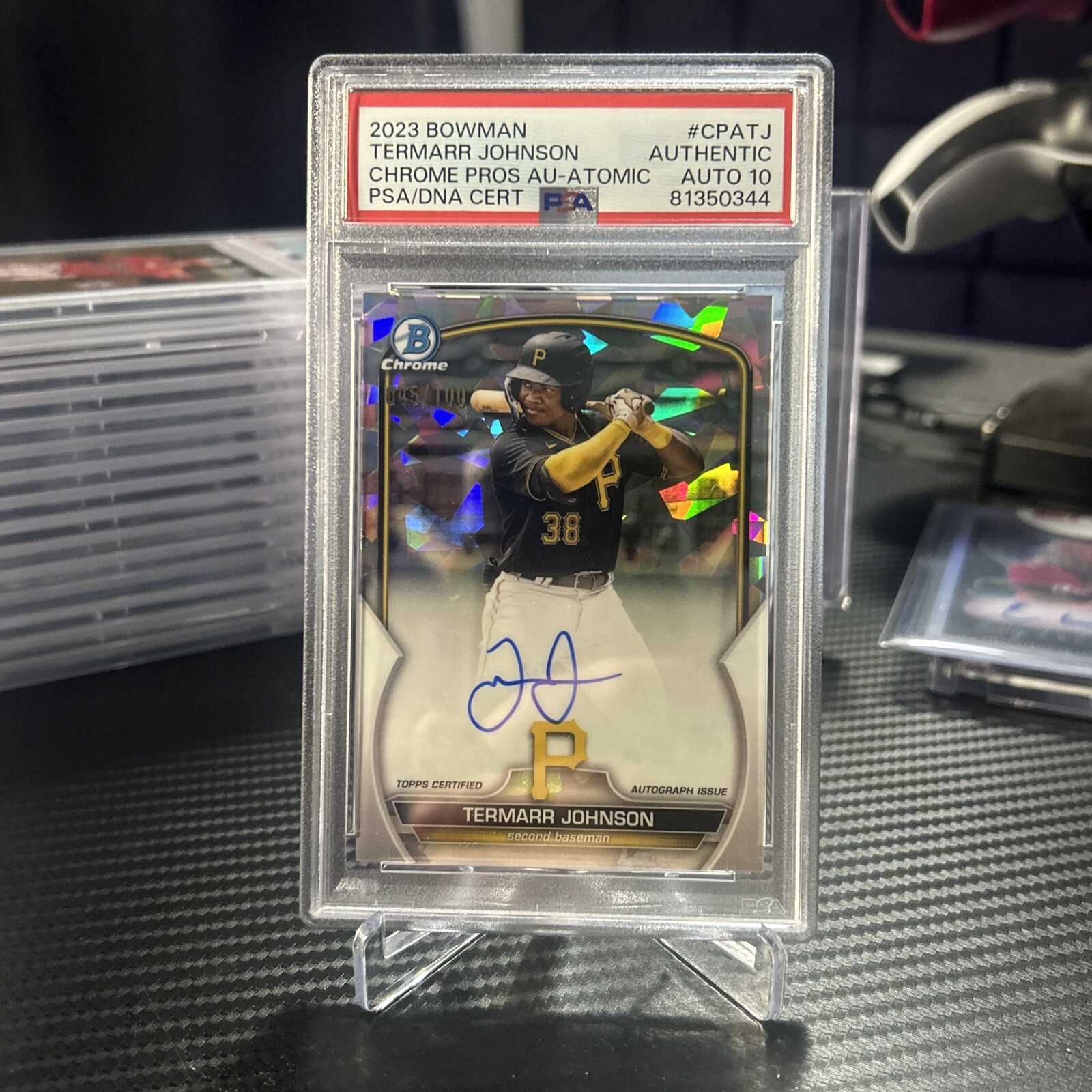 Termarr Johnson 2023 Bowman Chrome Atomic Auto /100 #CPATJ PSA 10 Pirates