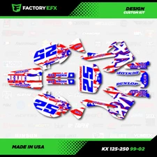 Red White Blue USA Flag Graphics Kit fits 99-02 Kawasaki Kx125 Kx250 Kx 125 250 