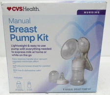 CVS Health Manual Breast Pump Kit 4 Breast Milk Storage Bags + 2 Bottles