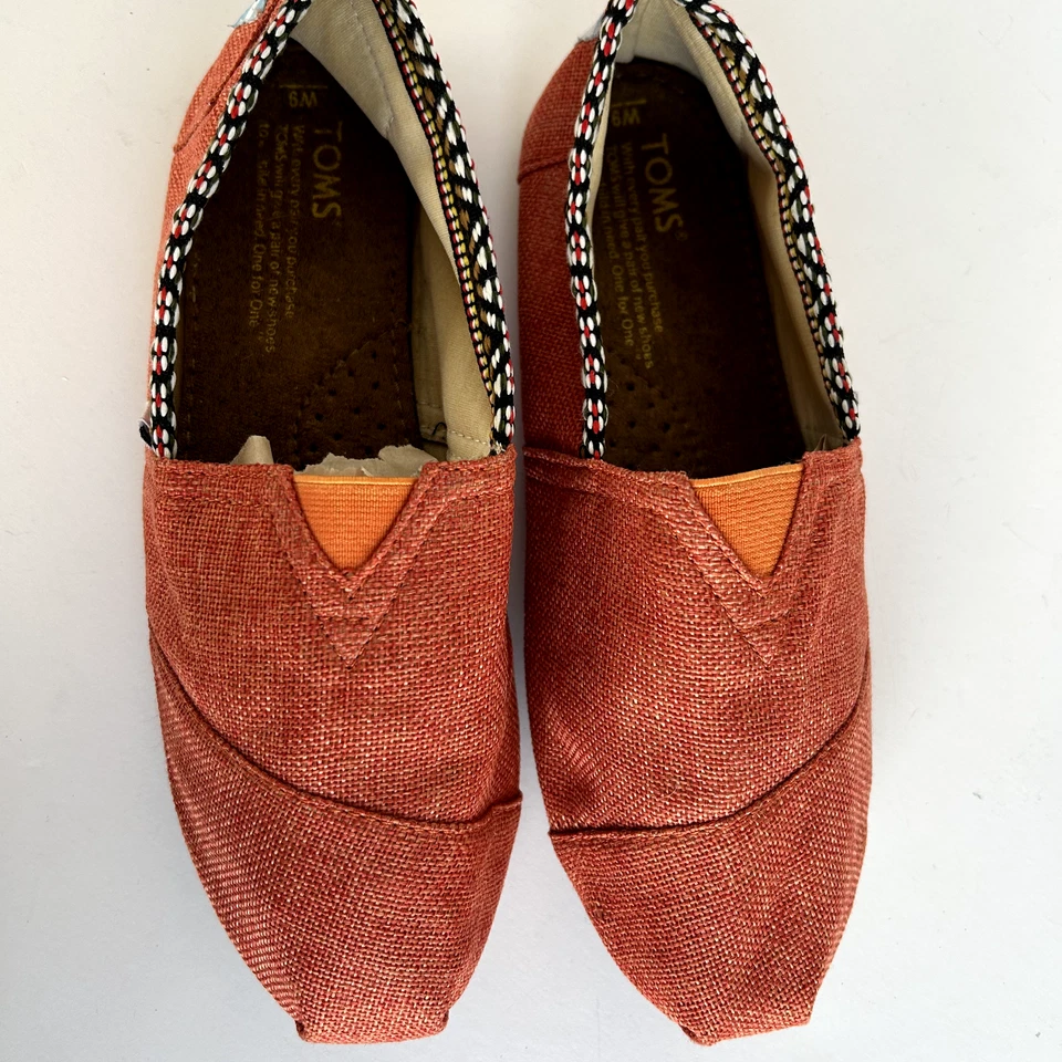 TOMS Mujer Alpargata Zapatos Naranja Lino Sin Cordones Alpargata Talla 9 Foto 2 de 4