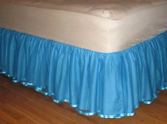 Queen Tulle Bed Skirt 16.5 inch Drop Blue eBay