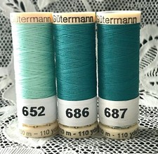 3 NEW different Teal colors GUTERMANN 100 polyester thread 110 yard spools