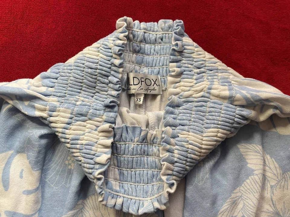 Wildfox женщин эластичный пояс легкий синий/белый тропический цветочный шорты XS - Изображение 4 из 4