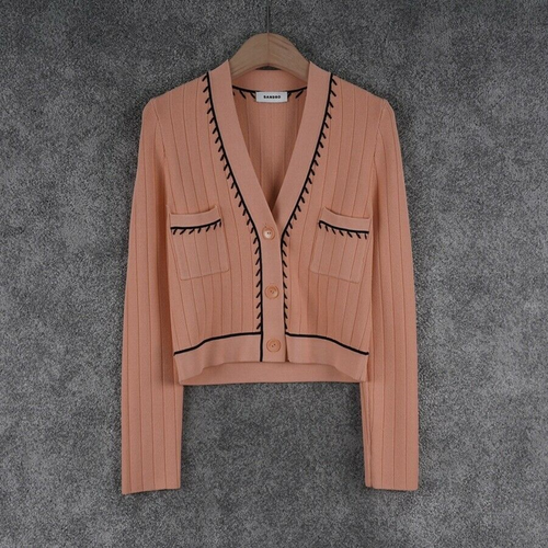 Sandro Knit Cardigan Pink V neck 