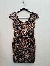 URBAN LOVE WOMENS SZ MEDIUM BLACK ANIMAL PRINT KNIT SHORT BODYCON DRESS