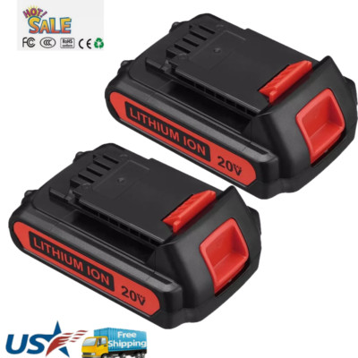 1-2Pack replacement For BLACK and DECKER 20V MAX Battery Extended Runtime LBXR20