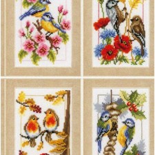 Seasonal Stitch Mini Kit - Set of 4  3.2" x 4.8"  Cross Stitch Delight
