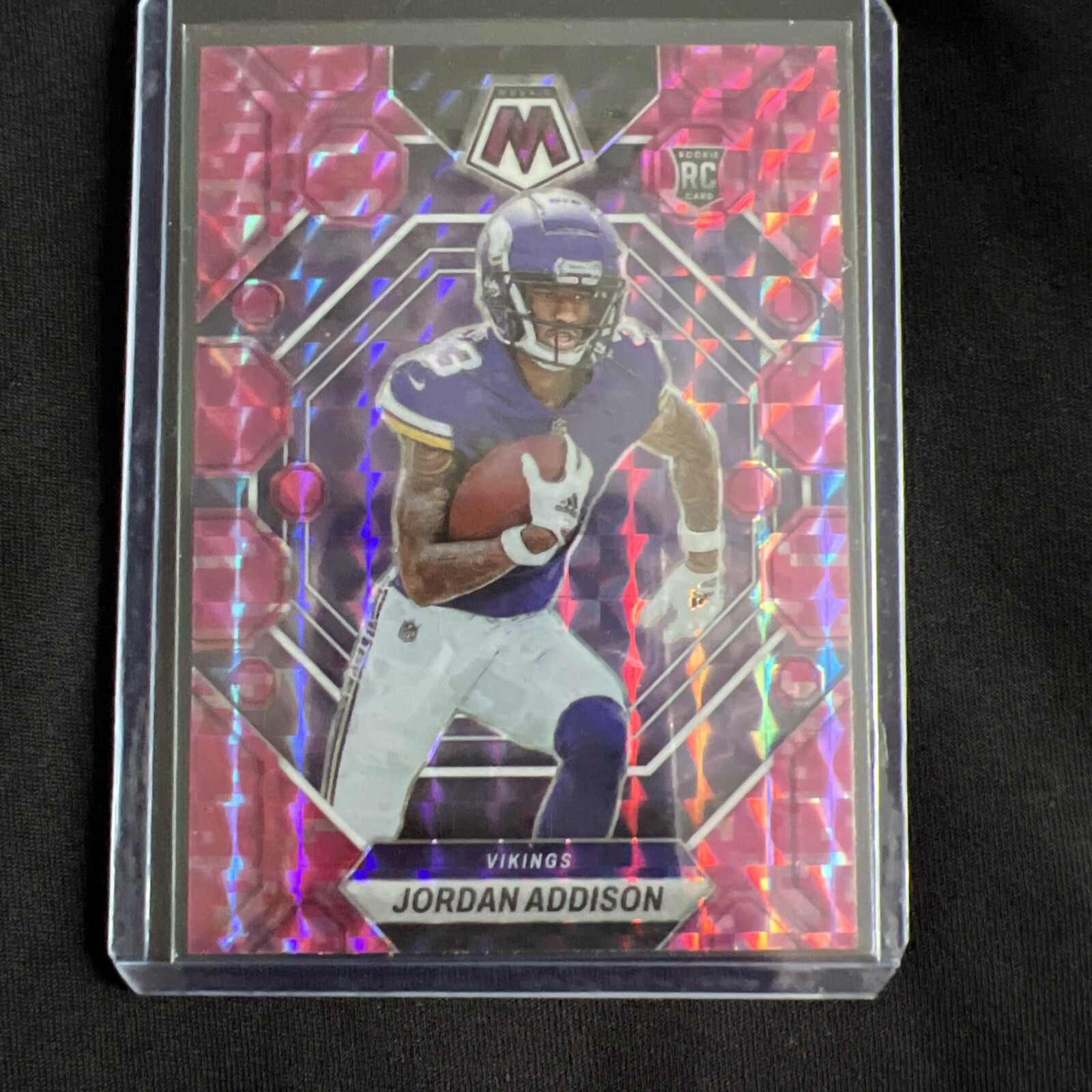 2023 Panini Mosaic - Rookies Camo Pink Mosaic Prizm #337 Jordan Addison (RC)