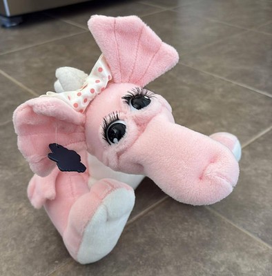 1988 Applause Stuffed Animal Dragon Pink Betty Lou Plush Dragon with Tags 12''
