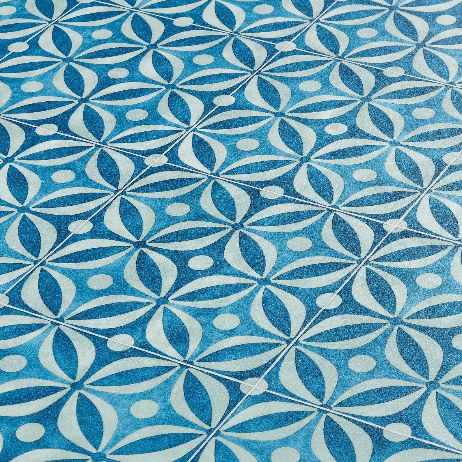 Vinyl Flooring Roll Vintage Kitchen Victorian Blue Tile Lino Flooring