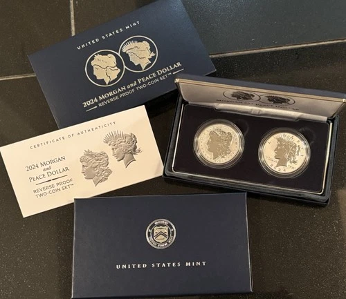 2024 US Mint Morgan and Peace Reverse Proof 2 Coin Dollar Coin Set