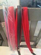 HK LADE Red Black Velvet Leather Accordion Shoulder Straps Pair
