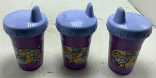 3-Vintage Playtex Sippy Cup Bears Bees Design Purple Blue 2003 Plastic Cup Lid