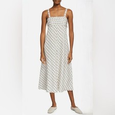 THEORY, Floral lkat Abstract Print 100 Silk Tie Back Slip Midi Dress, Sz. Small