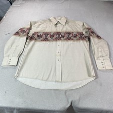 Vintage Wrangler Shirt Mens Large Aztec Geometric Western Pearl Snap Southwest