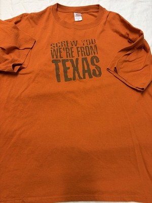 Vintage Anvil Ray Wylie Hubbard T Shirt Mens 2X Screw You Were From Texas Orange