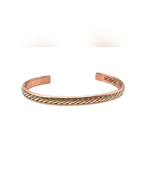 Vintage Copper Twisted Cable Cuff Bracelet Artisan Signed