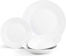 Sabichi 12pc Day to White Dinner Set Microwave Dishwasher Safe UK