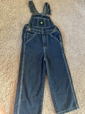 John Deere Child Size 5 Jean Overalls Blue Denim Adjustable Straps