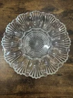 Vintage Clear Glass Deviled Egg Plate Tray Scalloped Ribbed Pattern 10”