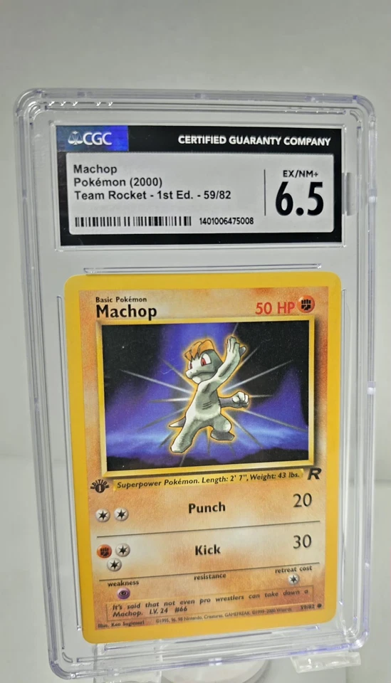 Machop Team Rocket 1st Edition Graded 6.5 CGC, 2000 Vintage Pokemon  - Image 2 of 4
