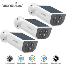 3 Pack Wansview Wireless Home Security System 2K Outdoor Cameras Solar Powered
