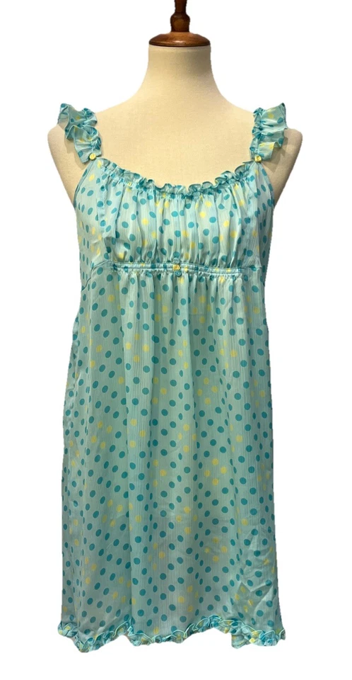 Camisón Babydoll Betsey Johnson Intimates Lunares Grande Coqueta Turquesa Foto 2 de 4